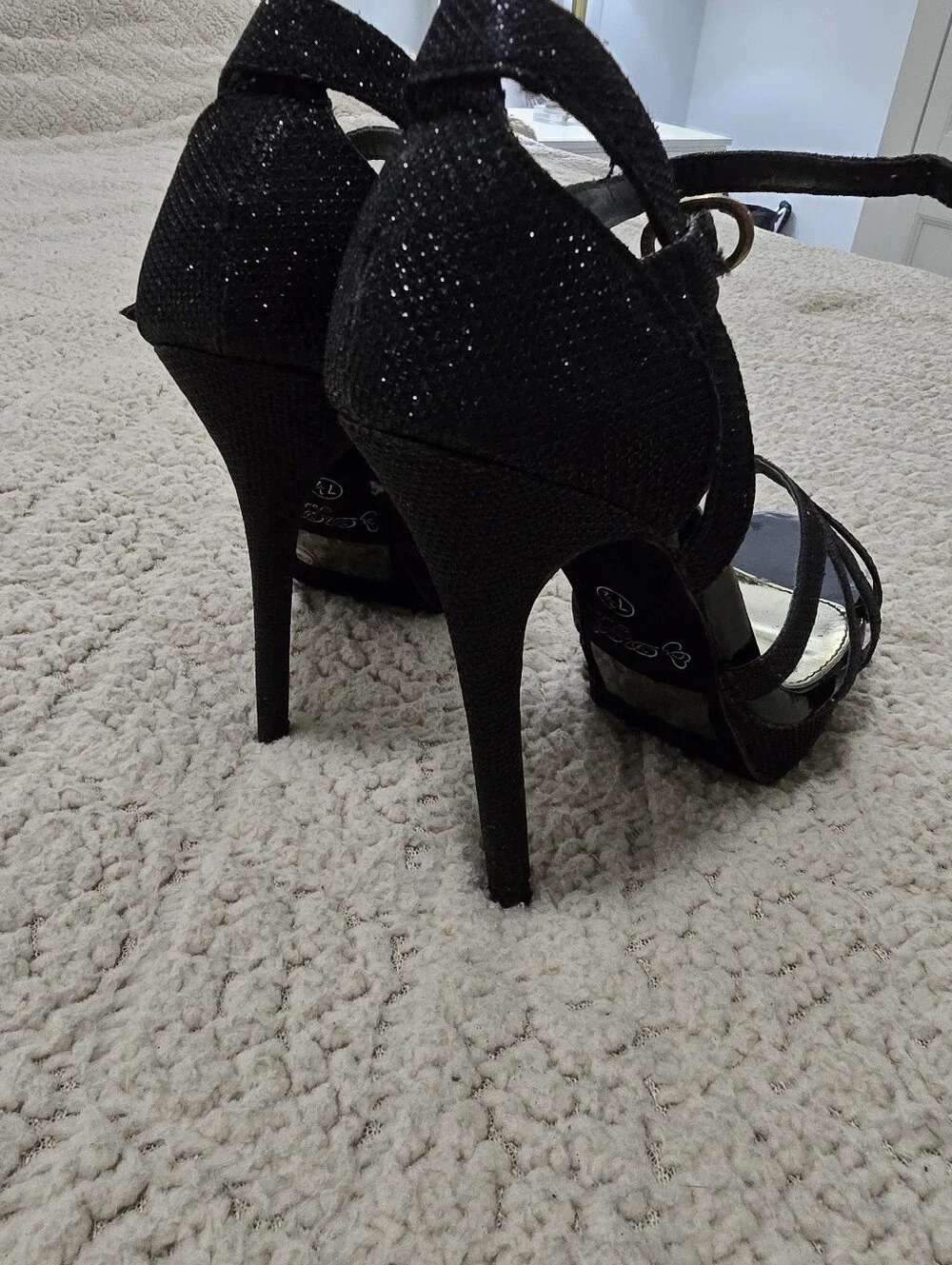 Black Strappy Evening Heels by